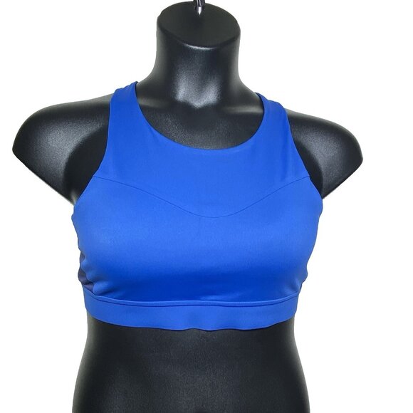 Brooks 32DD/E Drive 3 Pocket Run Bra Blue Ash Ice Blue Navy Compression Wicking - Picture 11 of 11